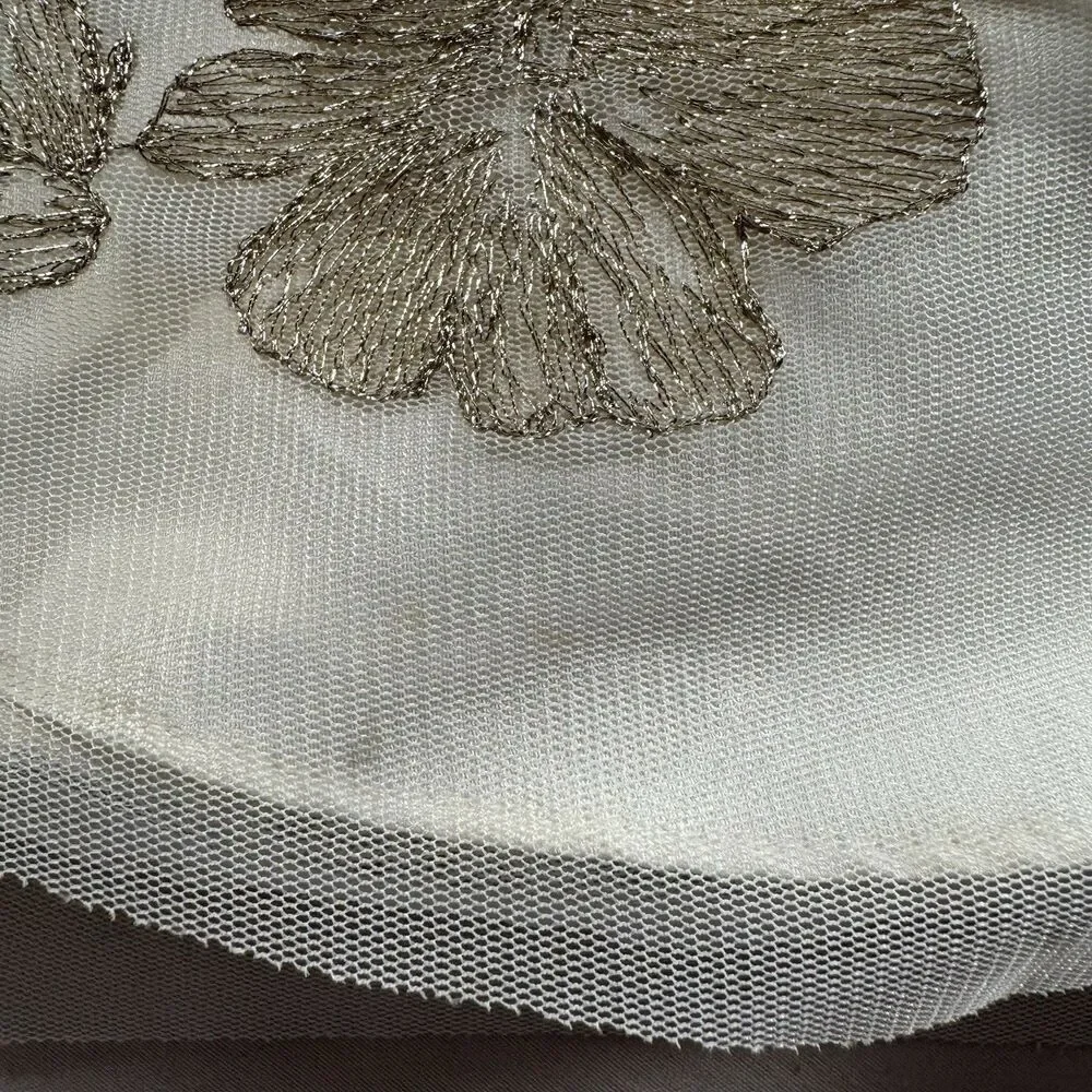 Rare Editions Girls Size 7 Ivory Gold Floral Dress Wedding Party Holiday Pageant